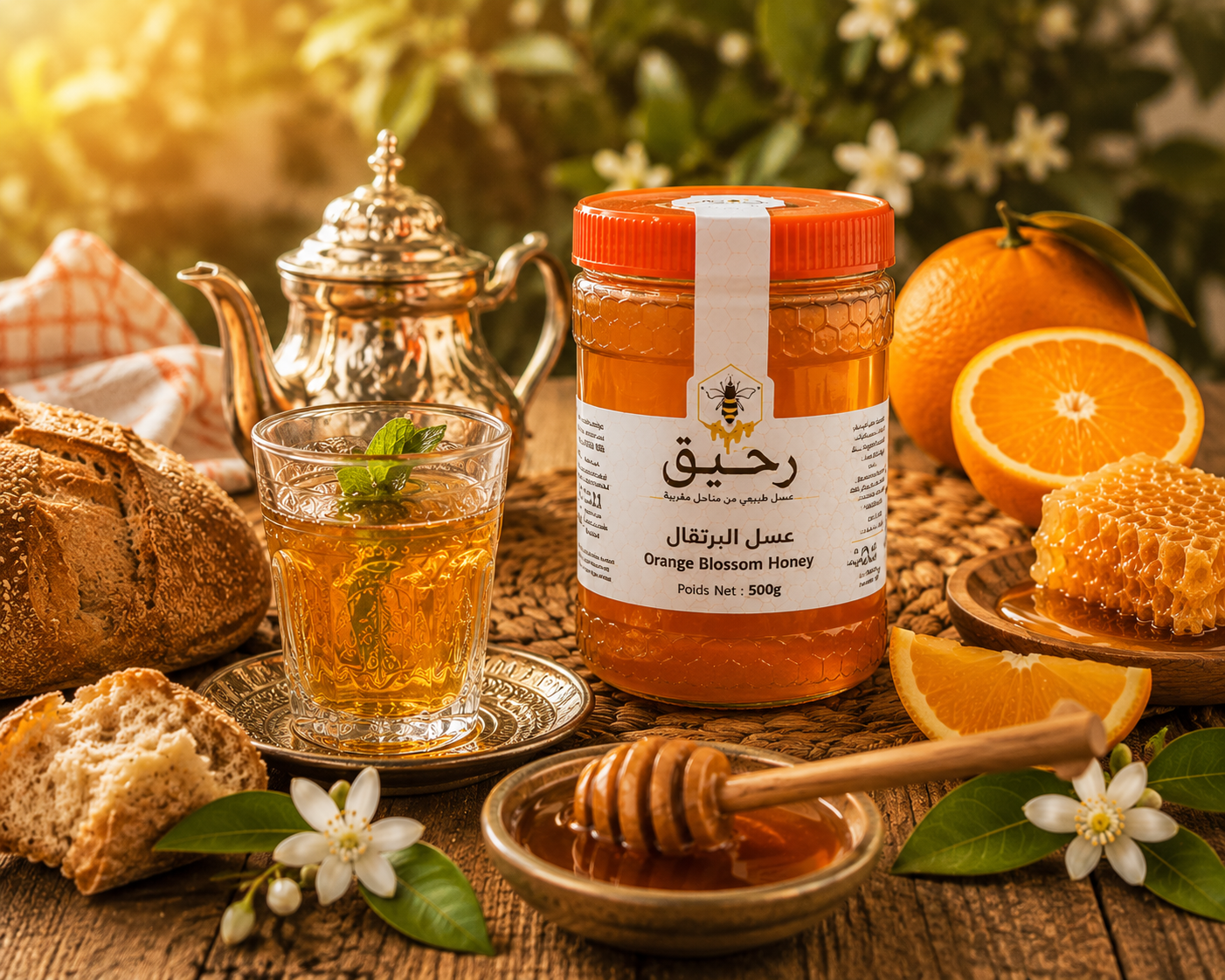 عسل أزهار البرتقال المغربي الطبيعي - رحيق